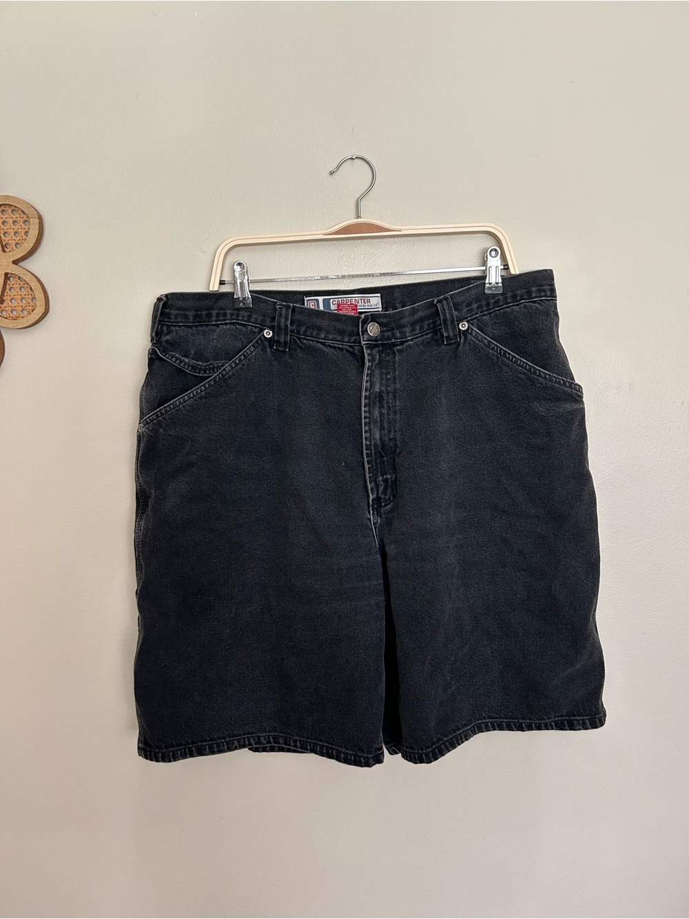 Carpenter Style Black Men's Denim Shorts